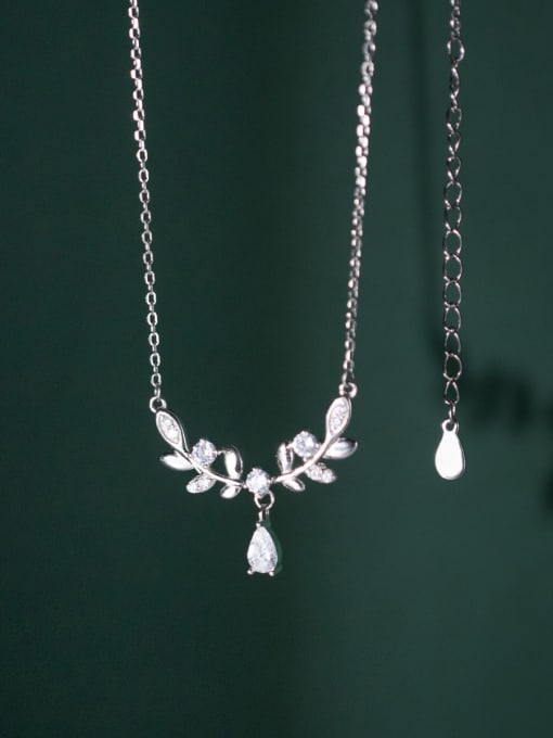 Chris 925 Sterling Silver With White Gold Plated Delicate Water Drop Wedding Necklaces