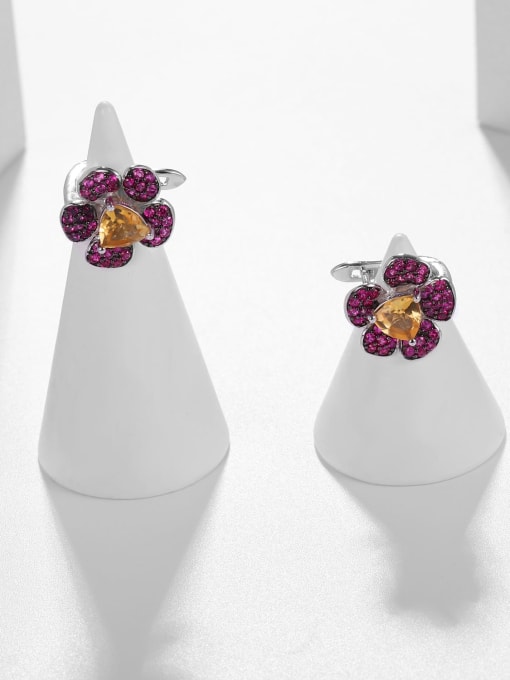 Tina 925 Sterling Silver With White Gold Plated Delicate Flower Earrings