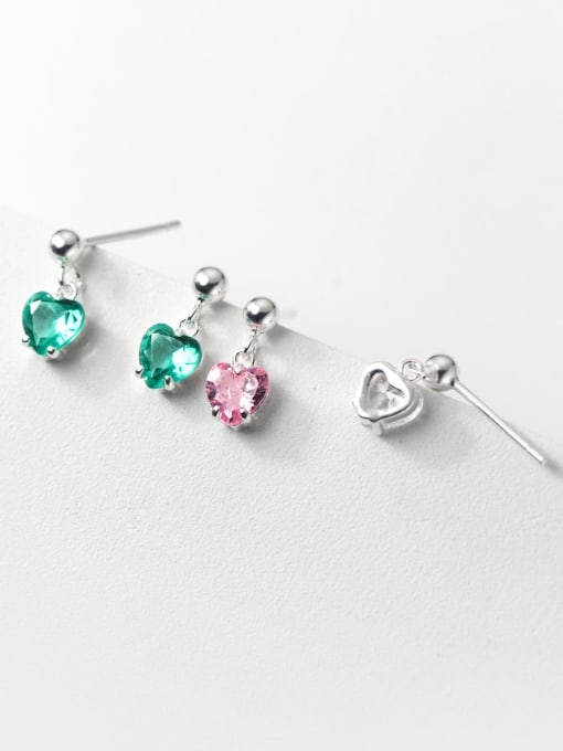 Chris 925 Sterling Silver With Cubic Zirconia Heart Stud Earrings