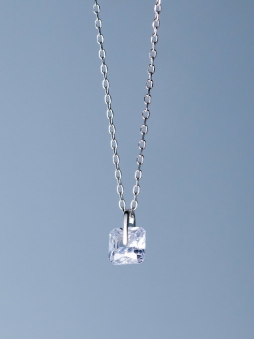 Chris 925 Sterling Silver With White Gold Plated Delicate Geometric Birthday Necklaces