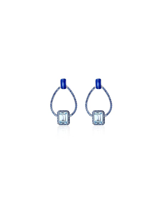 Tina 925 Sterling Silver With White Gold Plated Delicate Geometric Drop Earrings