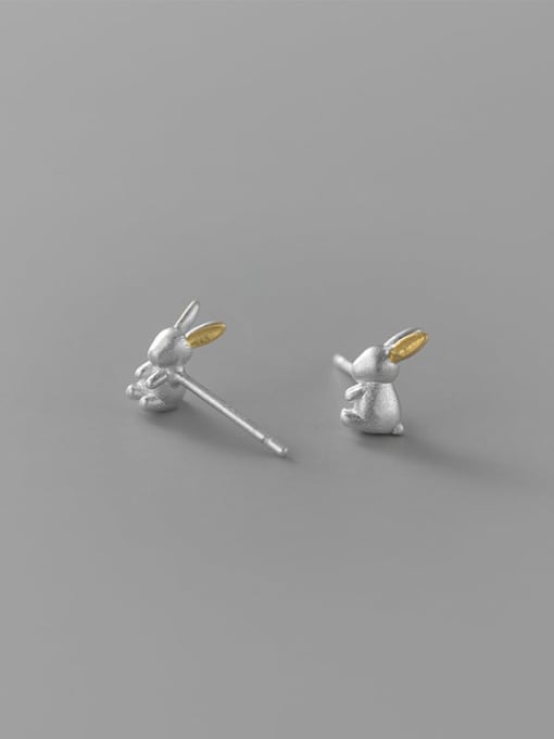 Chris 925 Sterling Silver With 18k Gold Plated Cute Rabbit Stud Earrings
