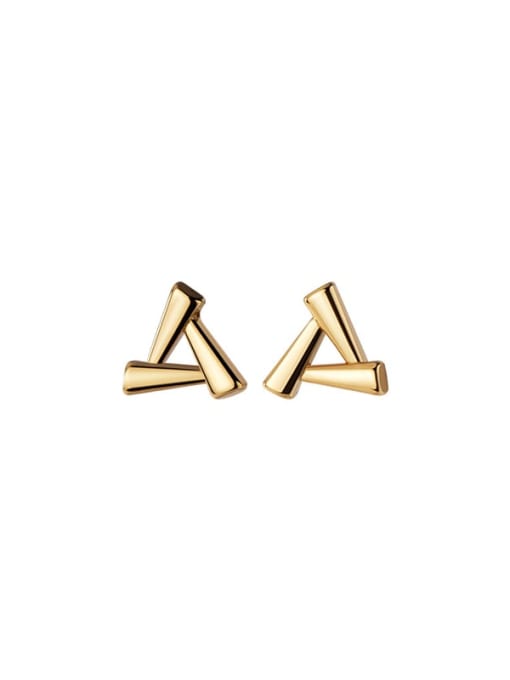 Chris 925 Sterling Silver With 18k Gold Plated Simplistic Geometric Stud Earrings