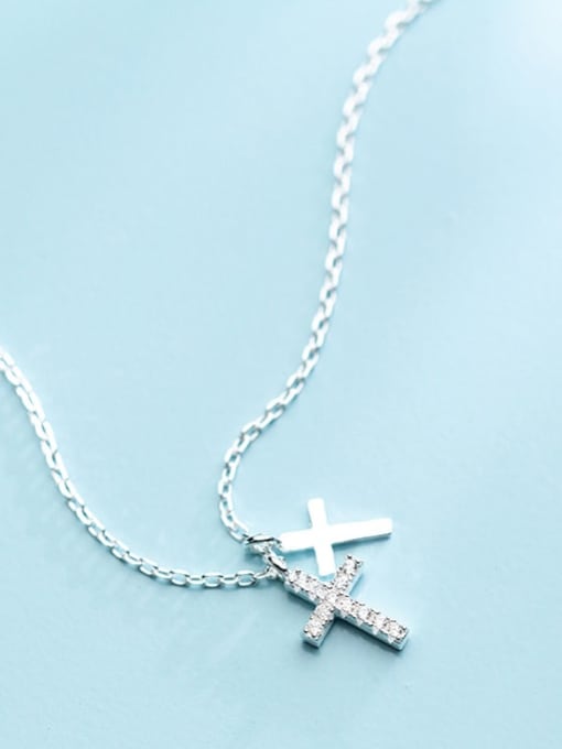 Chris 925 Sterling Silver With White Gold Plated Delicate Cross Birthday Necklaces