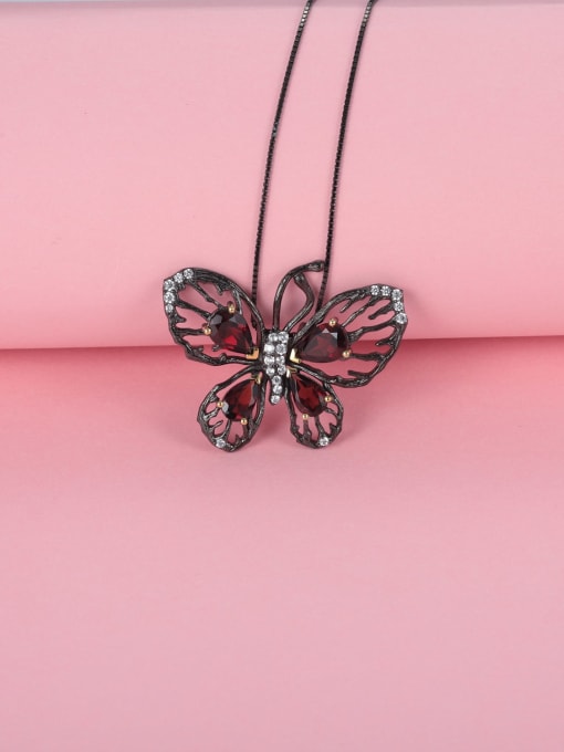 Tina 925 Sterling Silver With Black Gun Plated Vintage Butterfly Necklaces