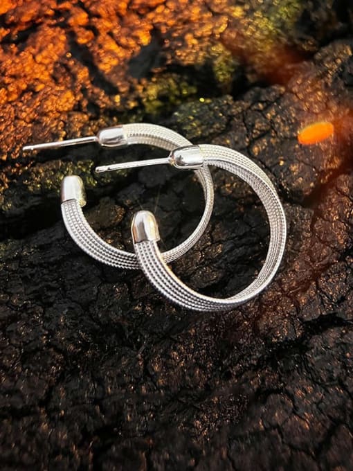 Chris 925 Sterling Silver With Geometric Hoop Earrings