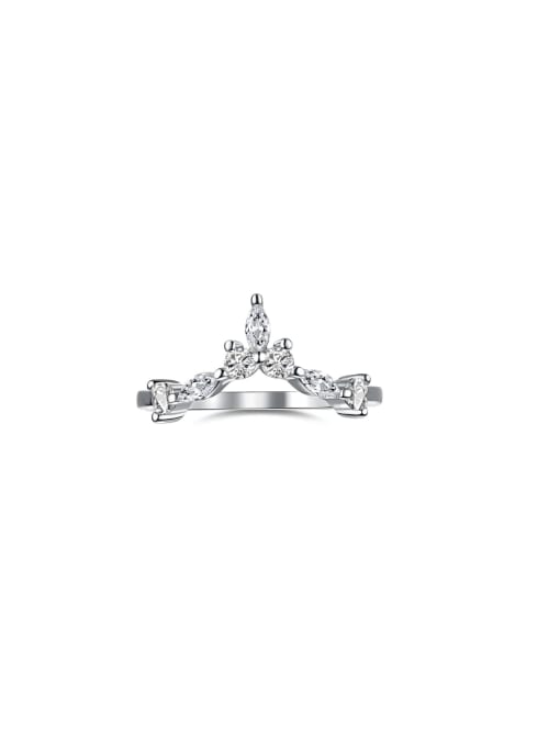 Arya 925 Sterling Silver With White Gold Plated Delicate Crown Wedding Engagement Rings