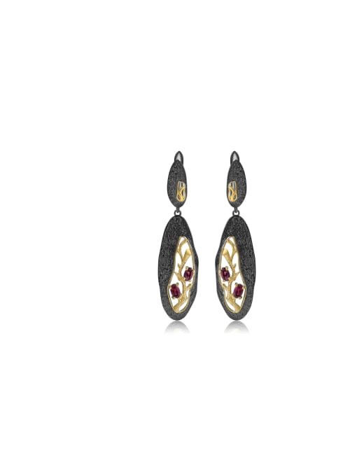 Tina 925 Sterling Silver With 18k Gold Plated Vintage Geometric Drop Earrings