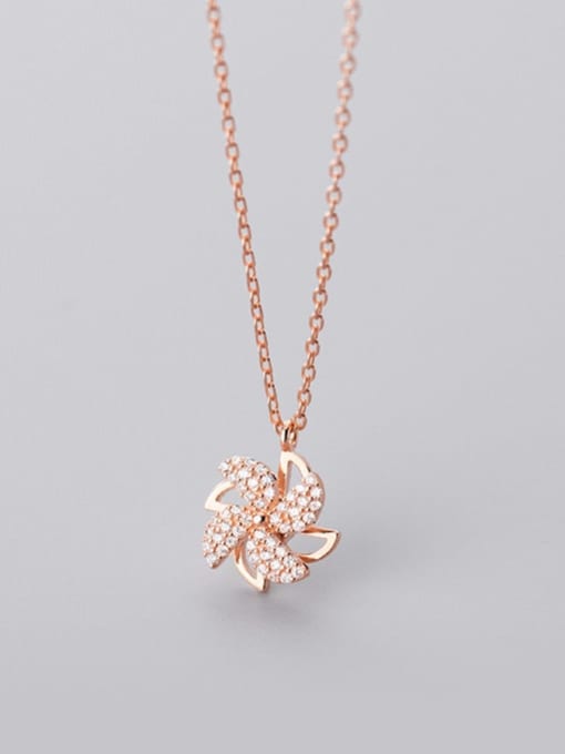 Chris 925 Sterling Silver With Rose Gold Plated Delicate Flower Necklaces