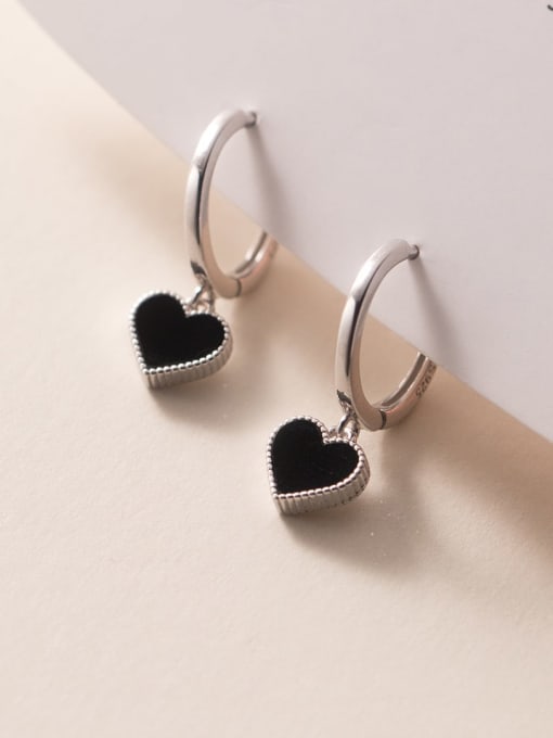 Chris 925 Sterling Silver With Heart Drop Earrings