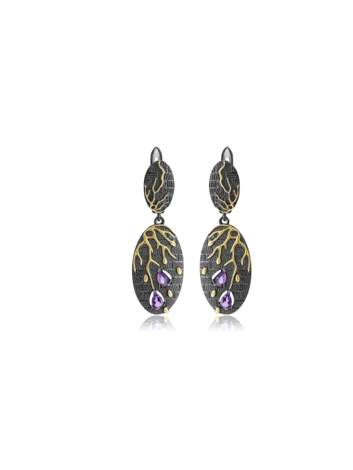Tina 925 Sterling Silver With 18k Gold Plated Personalized Geometric Drop Earrings