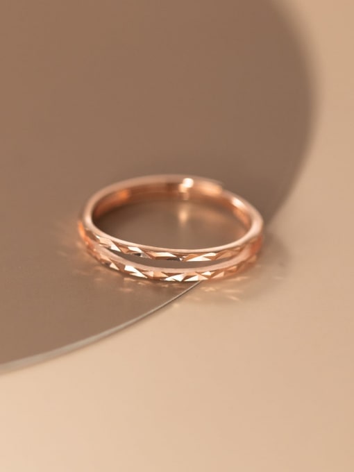 Chris 925 Sterling Silver With Rose Gold Plated Simplistic Geometric Band Rings