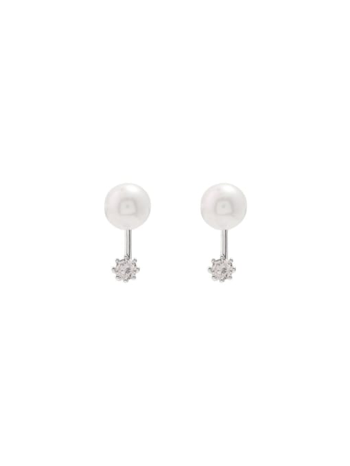 Arya 925 Sterling Silver With White Gold Plated Delicate Stud Earrings