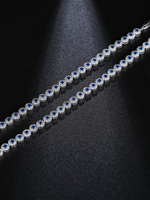 One Next AAA+Cubic Zircon,blue,Tennis round Delicate Bracelet,Platinum plated