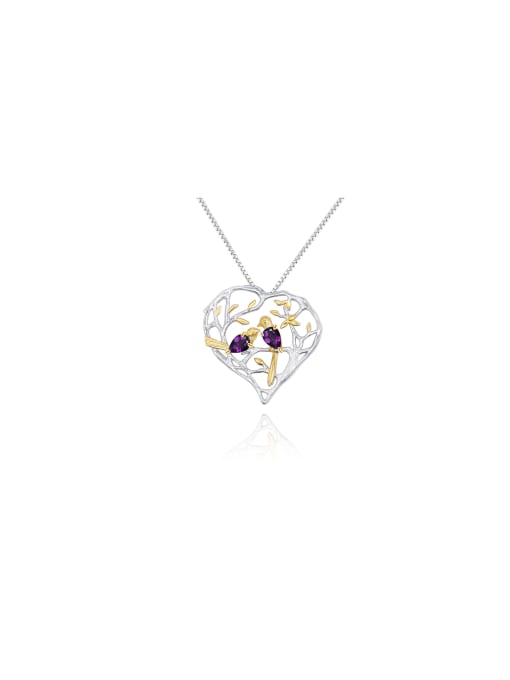 Tina 925 Sterling Silver With Gemstone Heart Necklaces