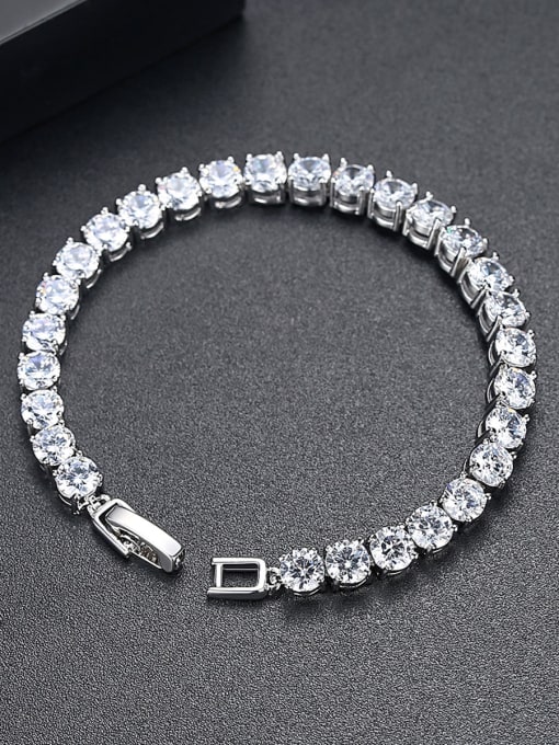 One Next AAA+Cubic Zircon,Tennis round deluxe Bracelet,Platinum plated