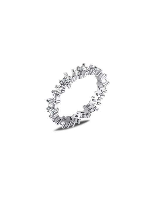 Arya 925 Sterling Silver With White Gold Plated Delicate Geometric Band Rings