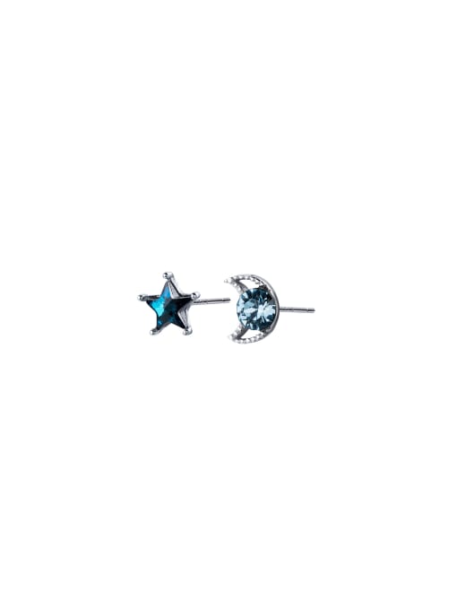 Chris 925 Sterling Silver With Cubic Zirconia Moon Stud Earrings