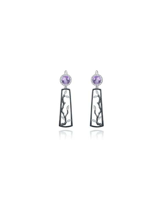 Tina 925 Sterling Silver With Raw Crystal Drop Earrings