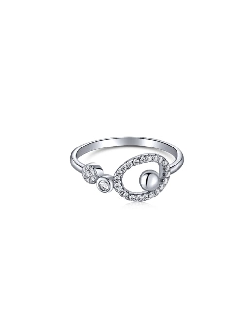 Arya 925 Sterling Silver With White Gold Plated Delicate Oval Band Rings