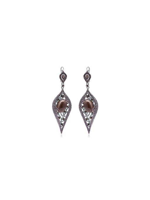 Tina 925 Sterling Silver With  Leaves Drop Earrings