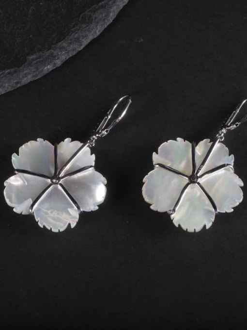 Tina 925 Sterling Silver With White Gold Plated Exaggerated Flower Drop Earrings