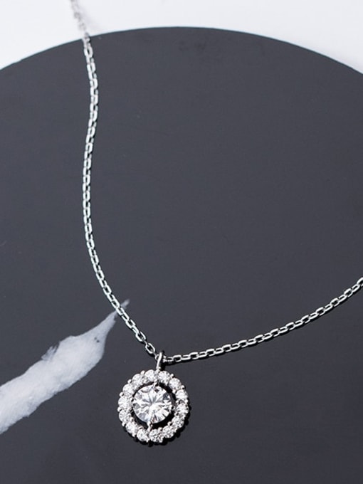 Chris 925 Sterling Silver With White Gold Plated Delicate Round Necklaces