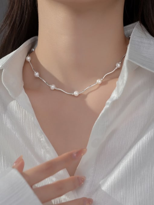 Chris 925 Sterling Silver With  Freshwater Pearl Necklaces