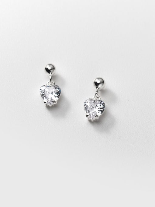 Chris 925 Sterling Silver With Cubic Zirconia Heart Stud Earrings