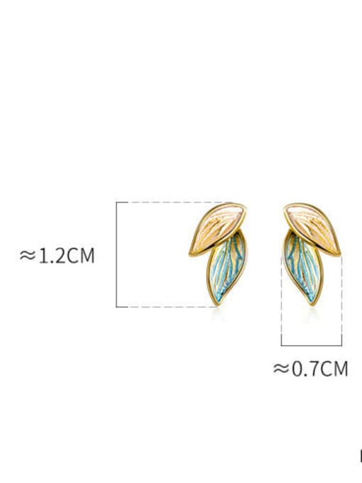 Chris 925 Sterling Silver With 18k Gold Plated Personalized Leaf Stud Earrings