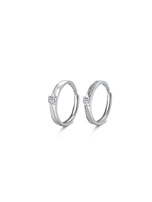 Arya 925 Sterling Silver With White Gold Plated Delicate Geometric Wedding Engagement Rings