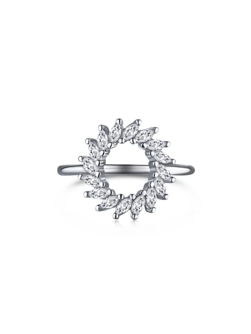 Arya 925 Sterling Silver With White Gold Plated Delicate Flower Band Rings