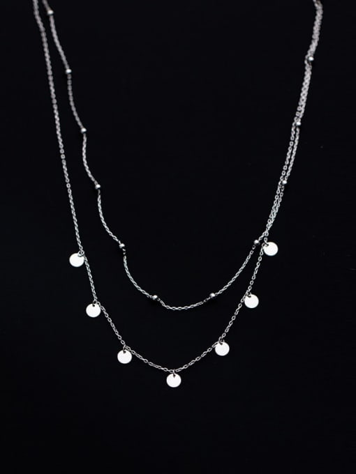 Chris 925 Sterling Silver With Geometric  Multi Strand Necklaces