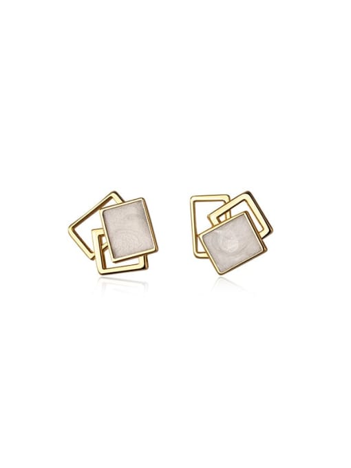Chris 925 Sterling Silver With 18k Gold Plated Delicate Geometric Stud Earrings