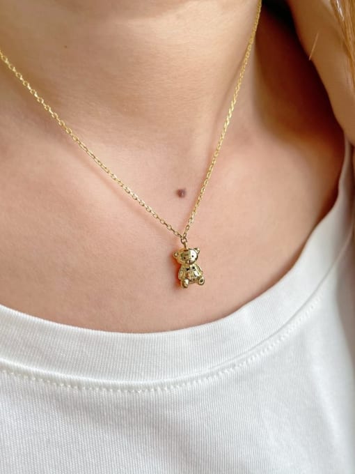 Arya 925 Sterling Silver With 18k Gold Plated Cute bear Animal Necklaces