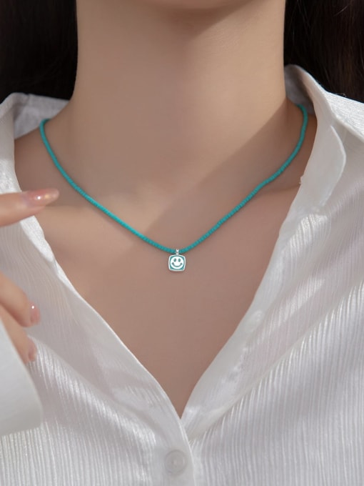 Chris 925 Sterling Silver With Turquoise  Geometric  Necklaces