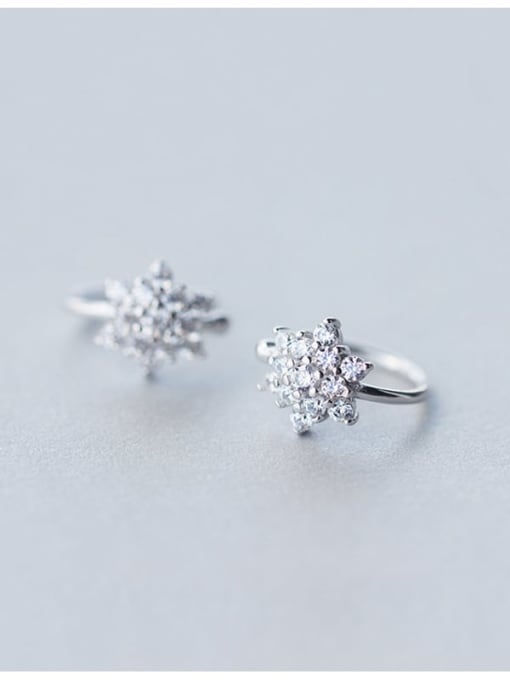 Chris 925 Sterling Silver With Cubic Zirconia Flower Earrings