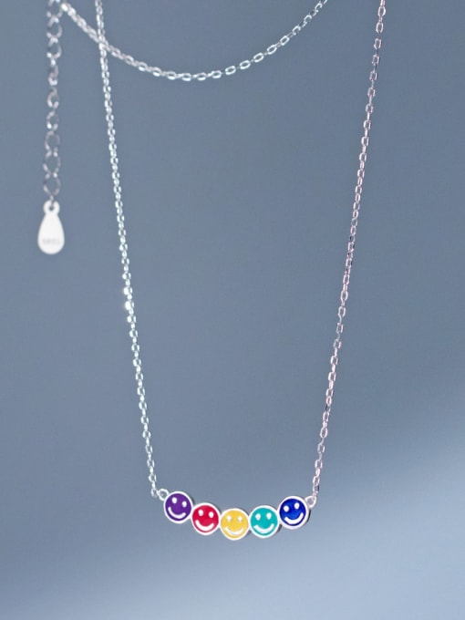 Chris 925 Sterling Silver With Enamel Smile Necklaces
