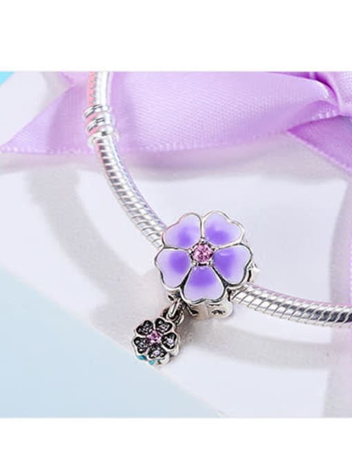 Maja 925 silver purple flower charm