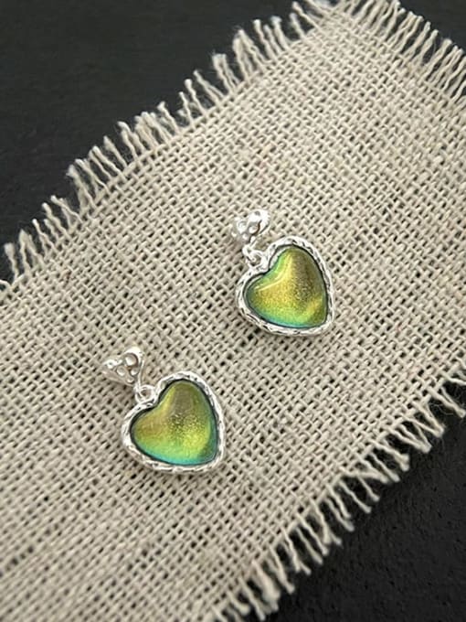 Chris 925 Sterling Silver With Gemstone Heart Stud Earrings