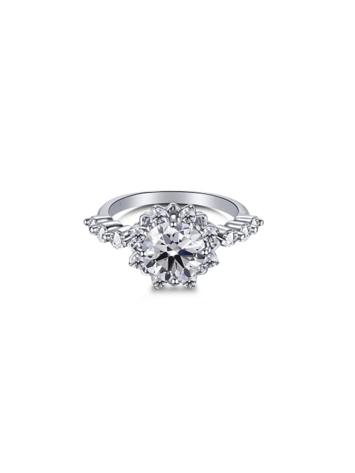 Arya 925 Sterling Silver With White Gold Plated Delicate Flower Wedding Engagement Rings