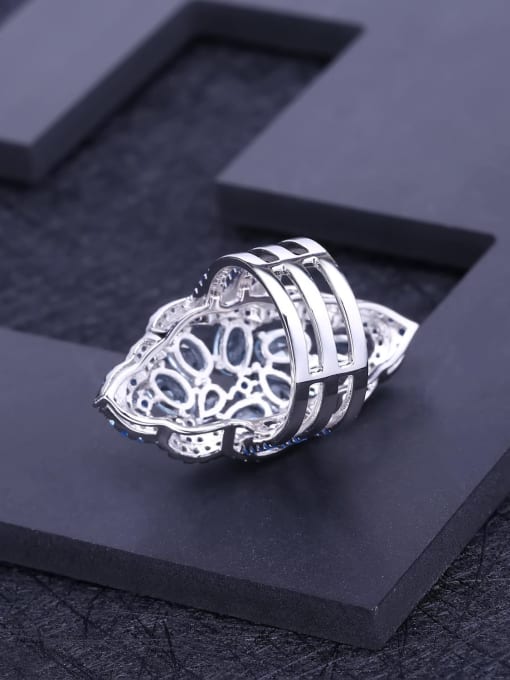 Tina 925 Sterling Silver With White Gold Plated Luxury Leaf Statement Rings