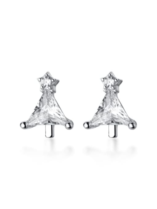 Chris 925 Sterling Silver With Cubic Zirconia Christmas tree Stud Earrings