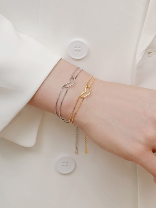 Arya 925 Sterling Silver With 18k Gold Plated Delicate Heart Bracelets