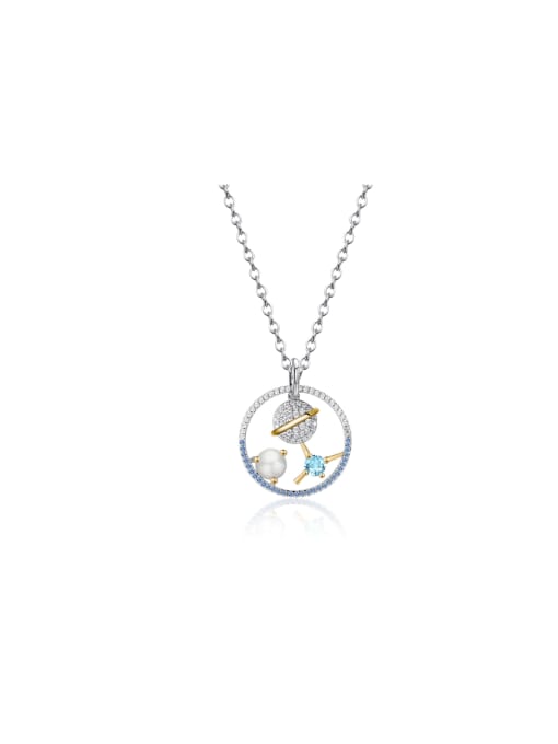 Tina 925 Sterling Silver With White Gold Plated Delicate Round Necklaces