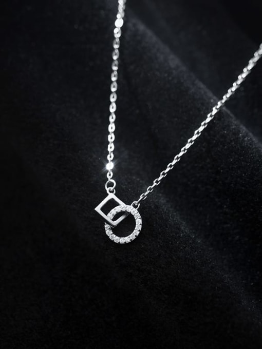 Chris 925 Sterling Silver With White Gold Plated Delicate Geometric Birthday Necklaces