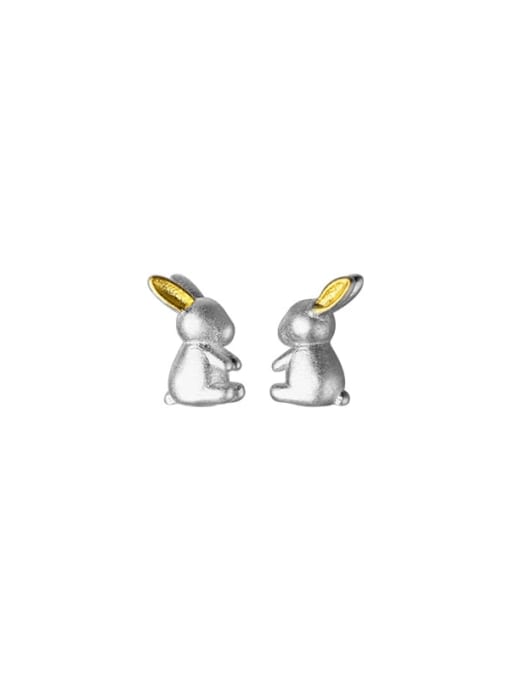 Chris 925 Sterling Silver With 18k Gold Plated Cute Rabbit Stud Earrings