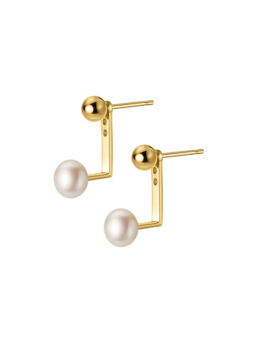 Chris 925 Sterling Silver With 18k Gold Plated Delicate Geometric Stud Earrings