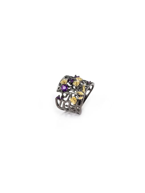 Tina 925 Sterling Silver With 18k Gold Plated Personalized Flower Statement Rings