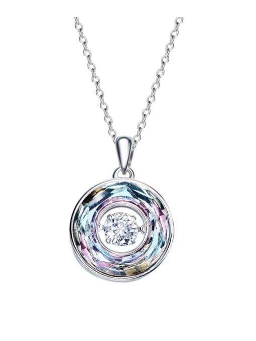 One Next 925 Sterling Silver , Swarovski Crystal round,Dancing stone Necklaces